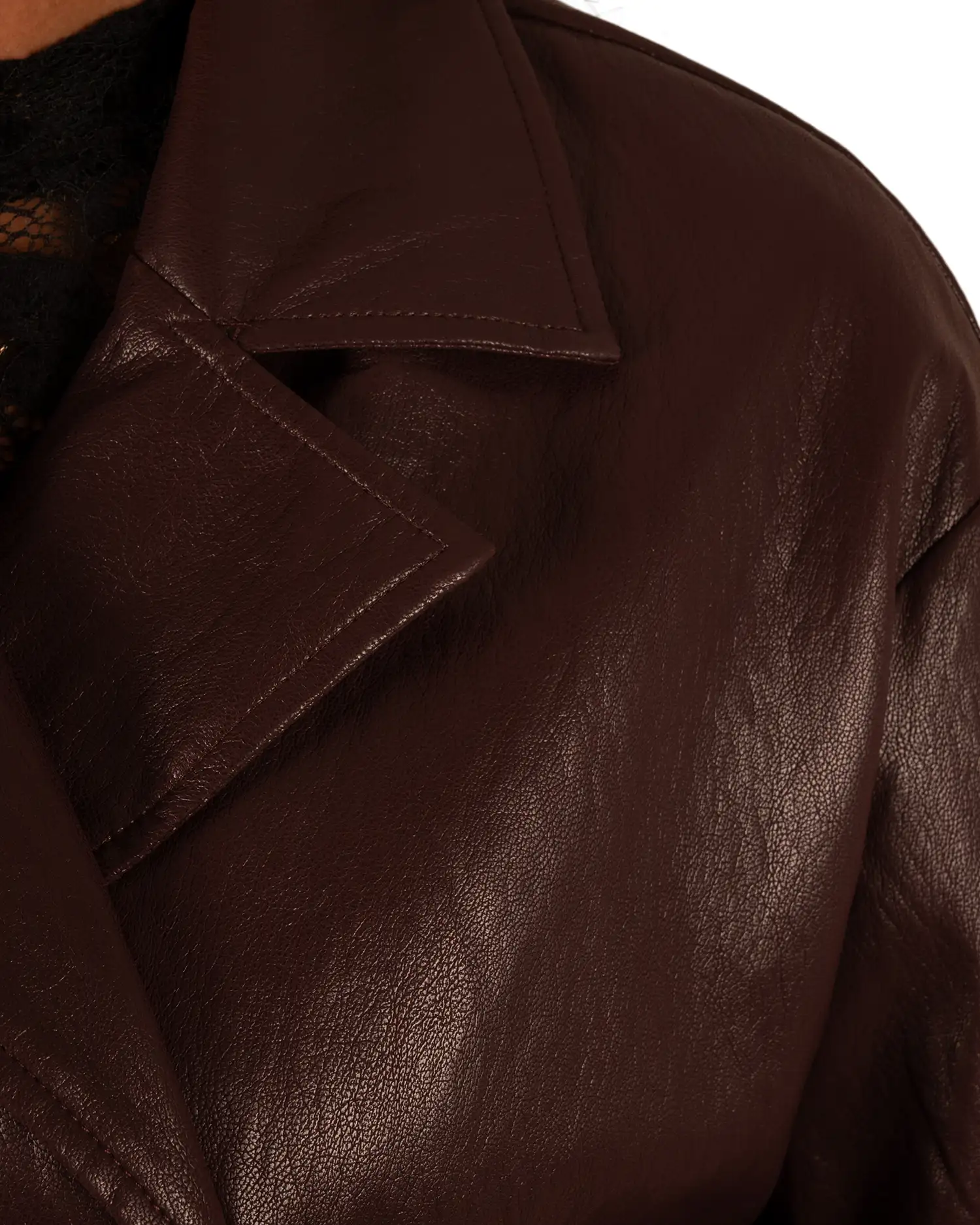 Bordeaux leatherlook blazerjasje van Drôle de Copine - Afbeelding 5