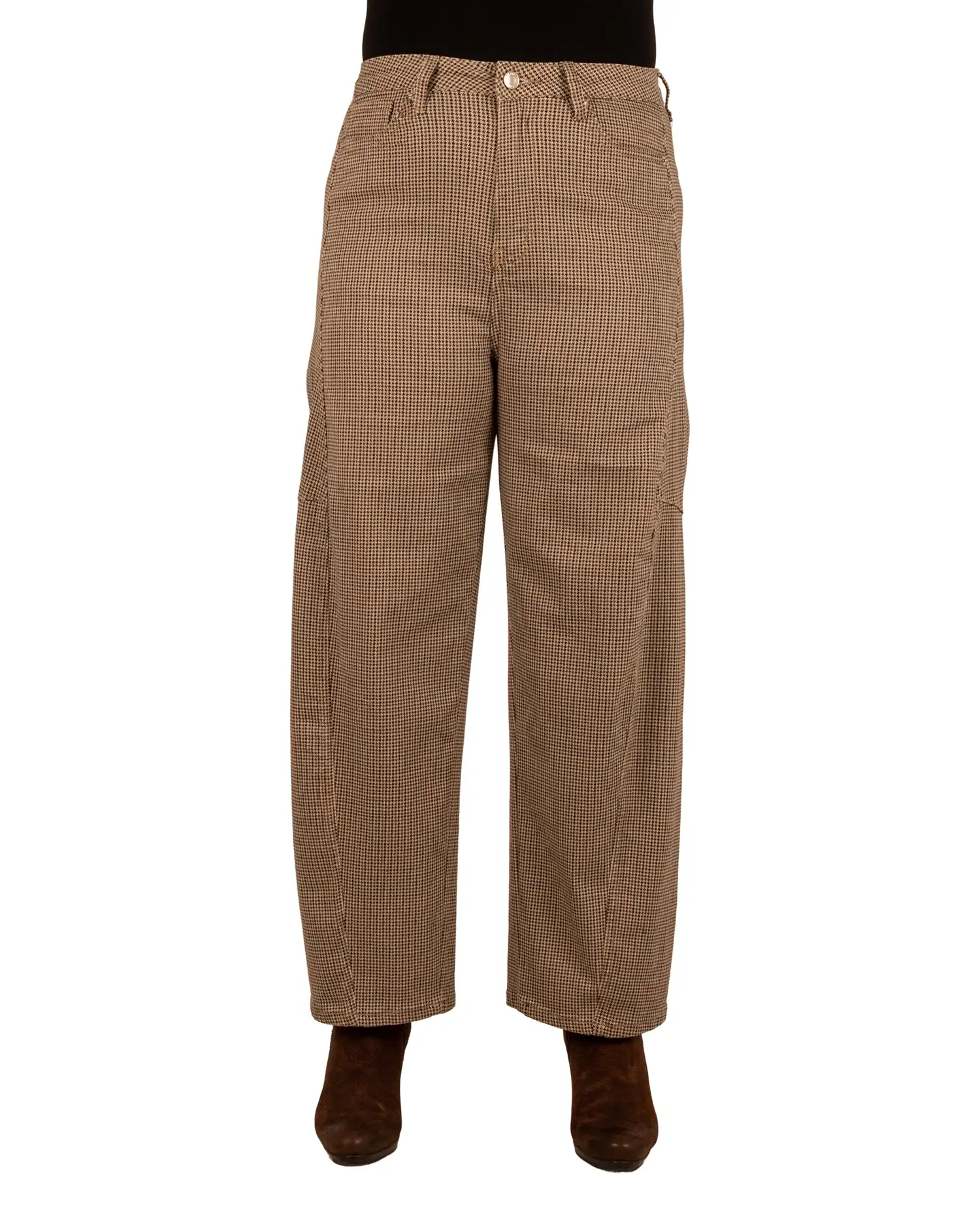 Beige/bruin geruite balloon jeans van Jewelly - Afbeelding 4
