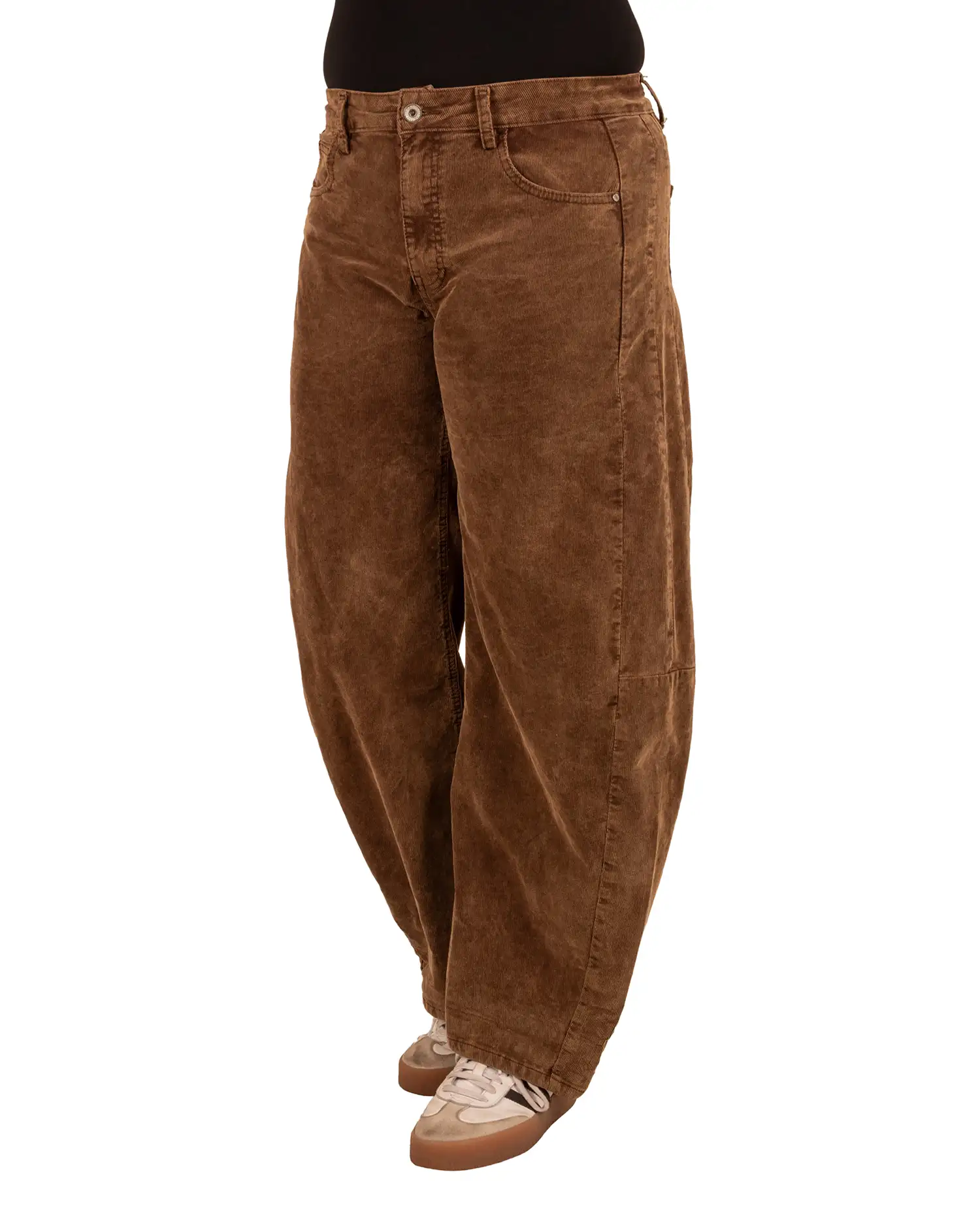 Bruine rib barrel wide leg jeans van Gemma Ricceri - Afbeelding 2