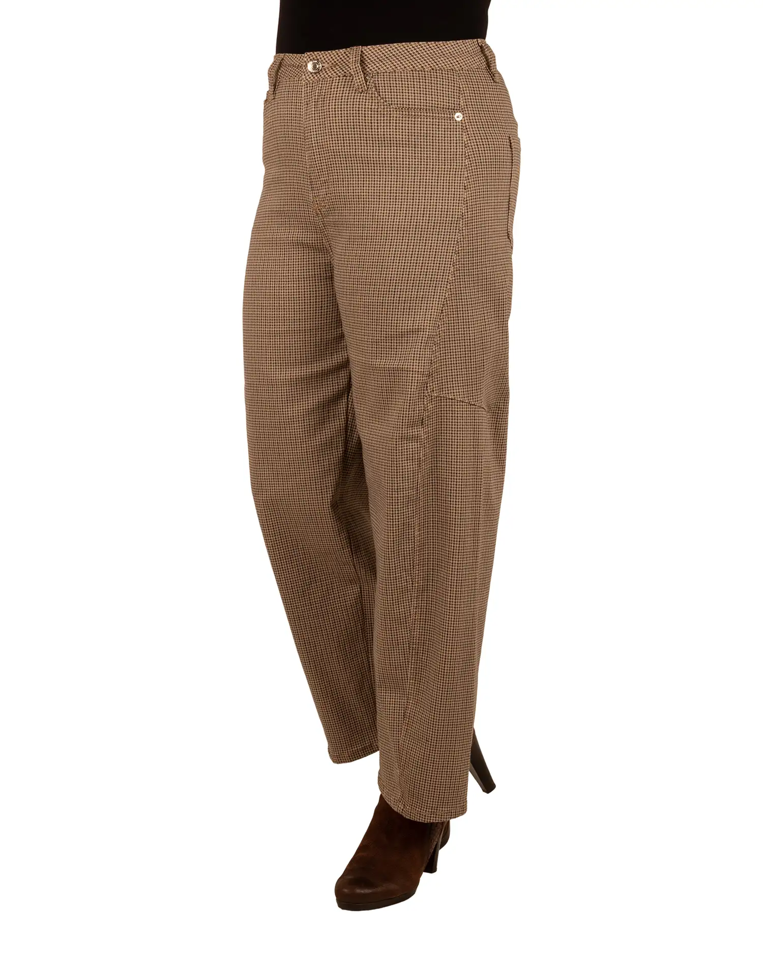 Beige/bruin geruite balloon jeans van Jewelly - Afbeelding 2