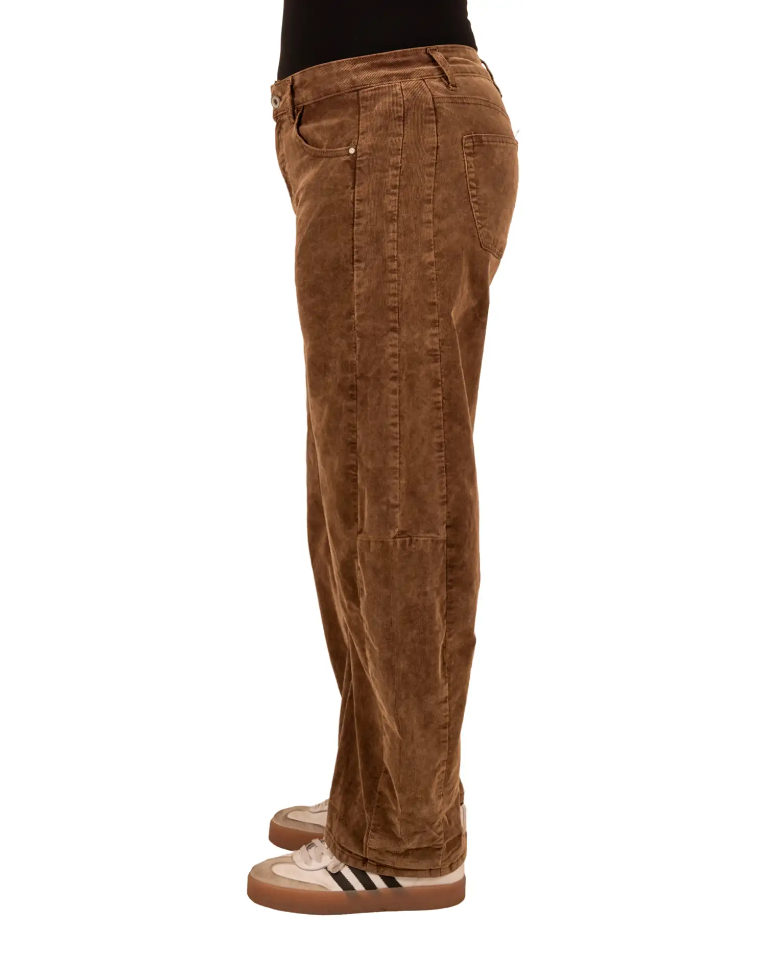 Bruine rib barrel wide leg jeans van Gemma Ricceri - Afbeelding 3