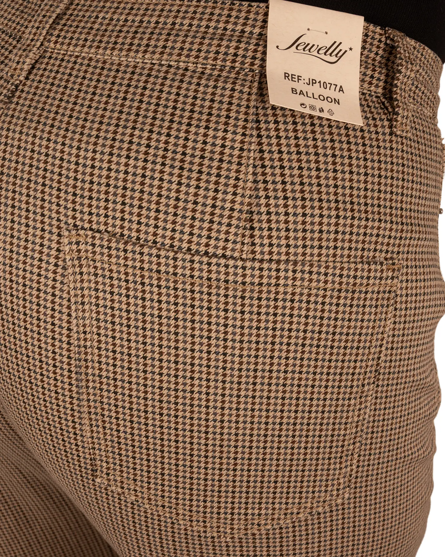 Beige/bruin geruite balloon jeans van Jewelly - Afbeelding 6