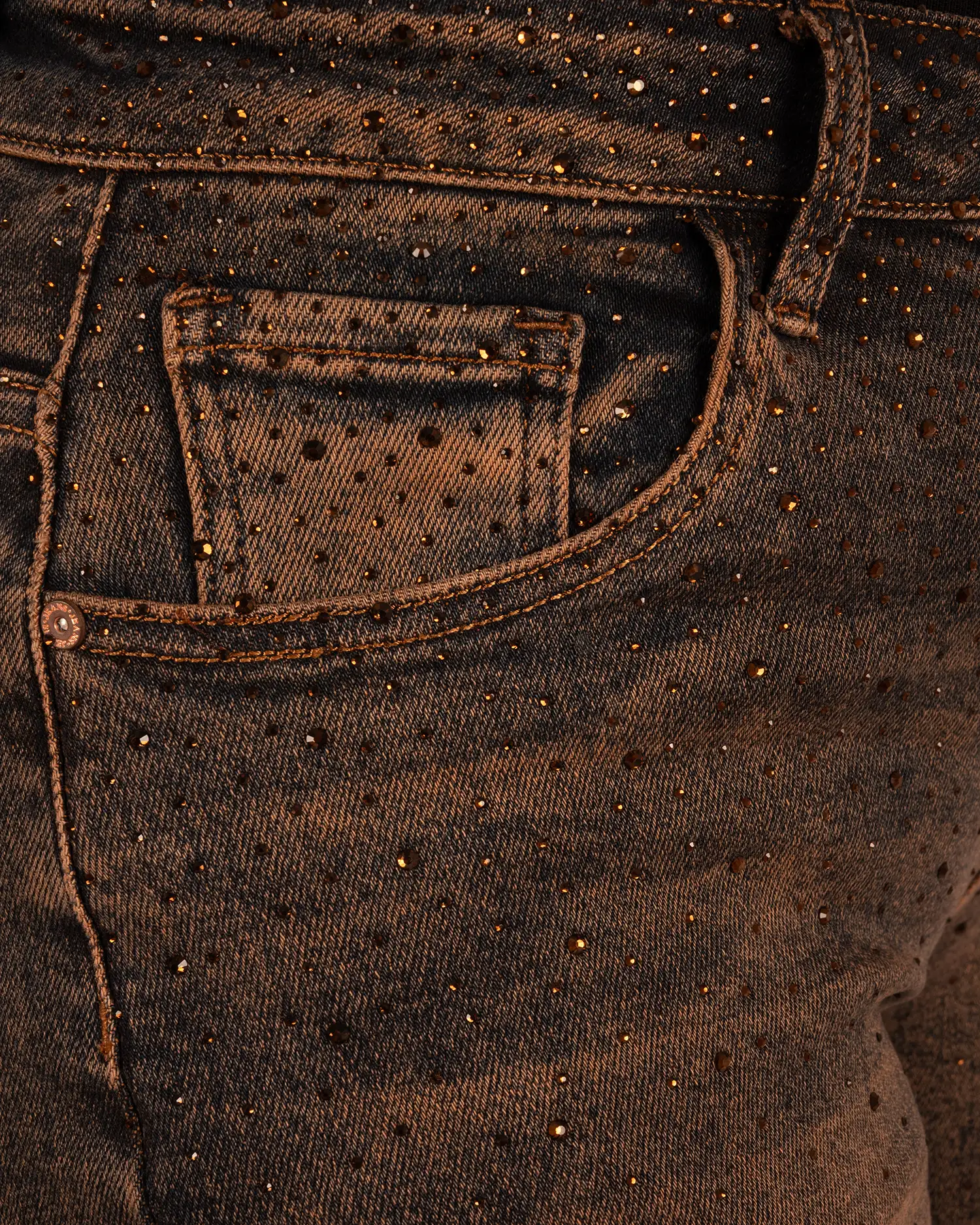 Dirty wash wide leg jeans strass van Hello Miss - Afbeelding 7