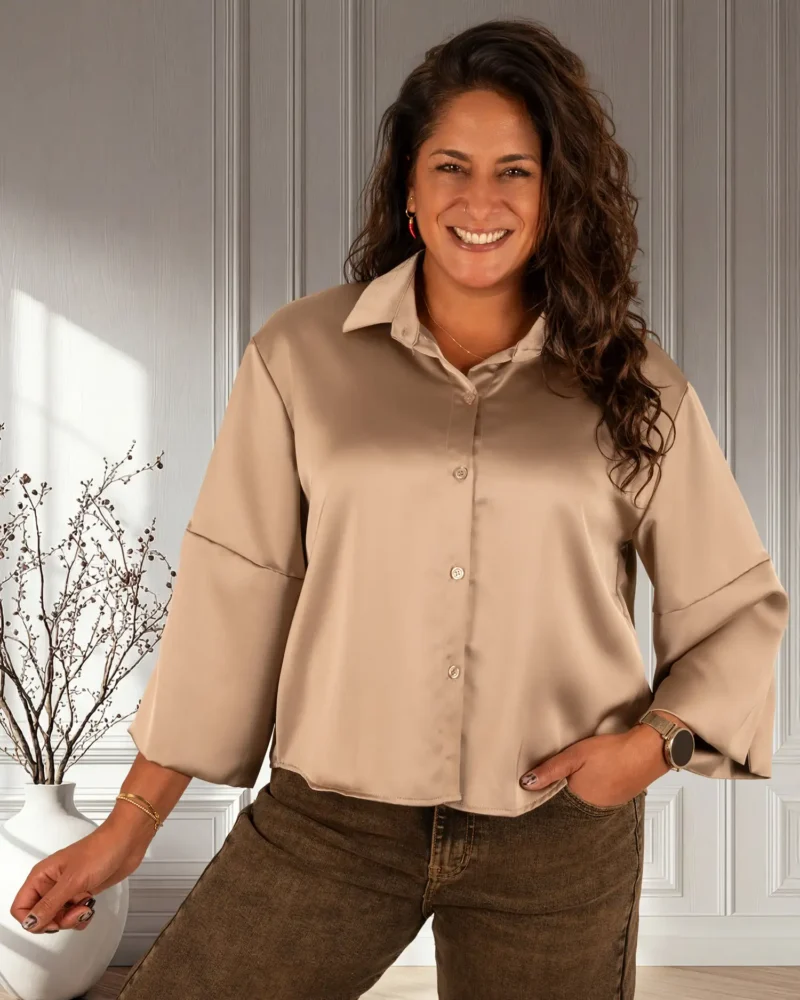 Beige glans blouse van Gemma Ricceri
