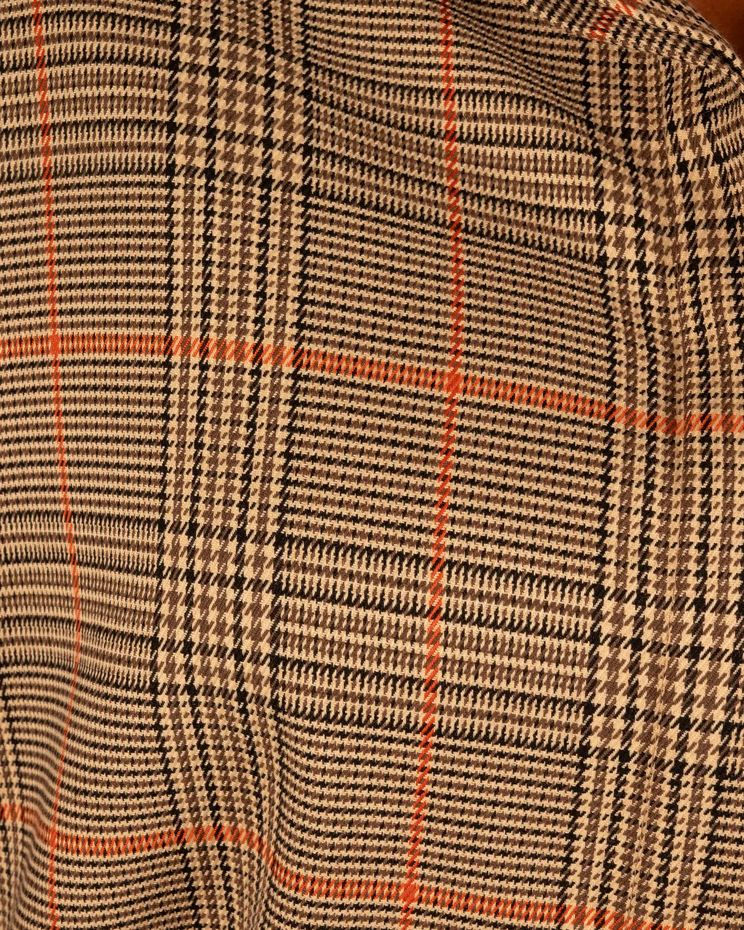 Beige/zwart/oranje geruite oversized blouse van Gemma Ricceri - Afbeelding 6