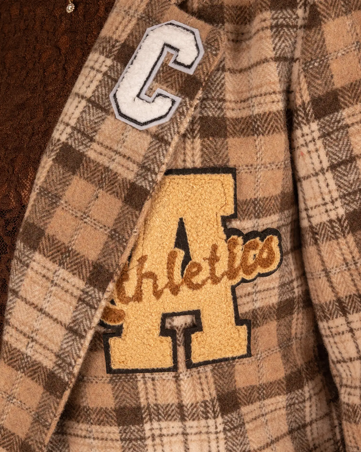 Beige/bruin geruite blazer met applicaties van El-Vita - Afbeelding 5