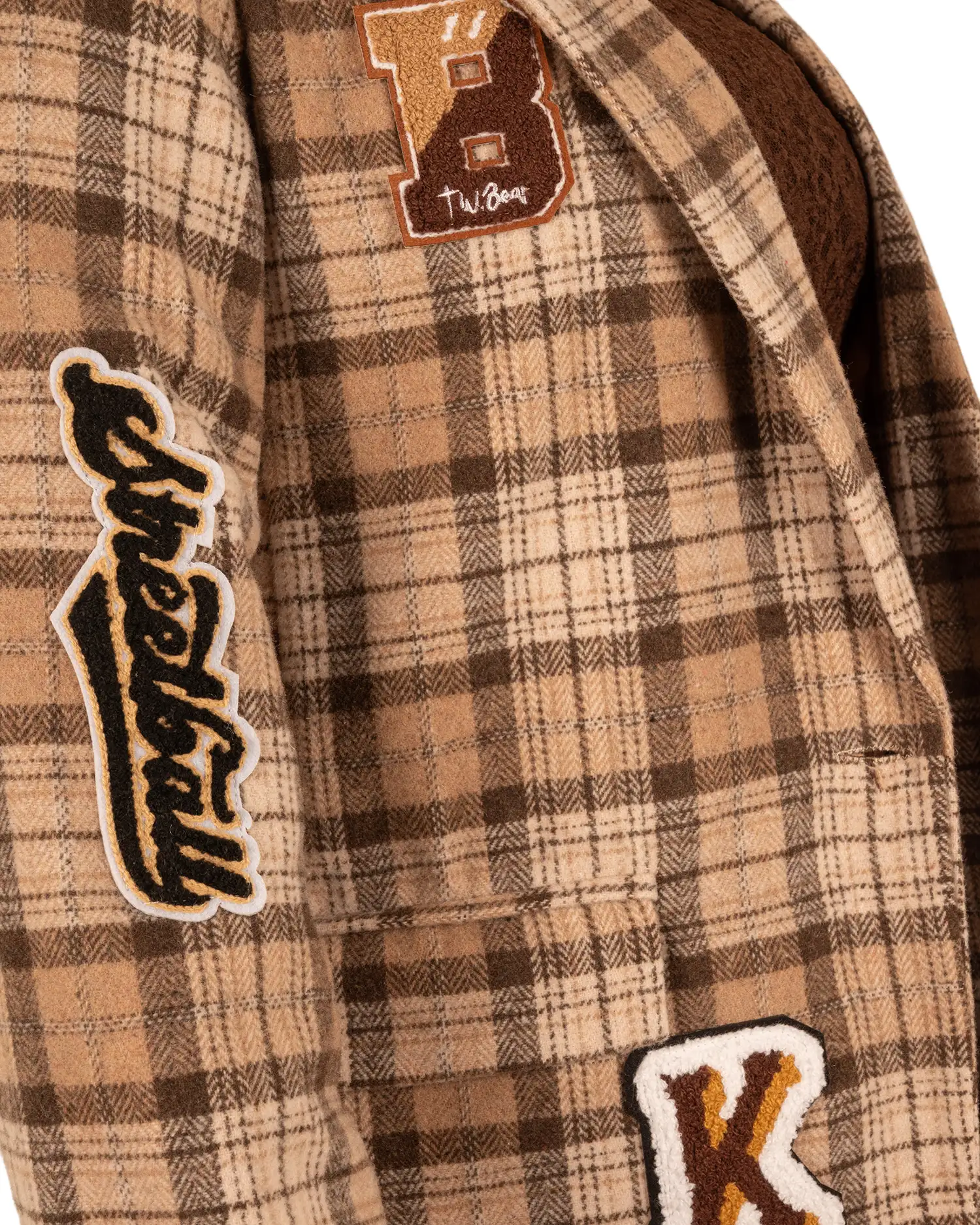 Beige/bruin geruite blazer met applicaties van El-Vita - Afbeelding 6