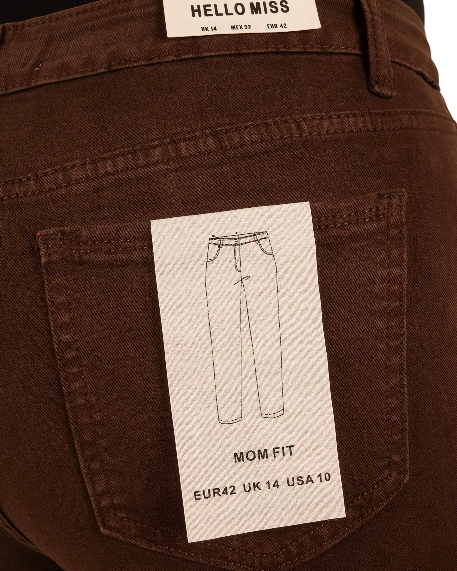 Dark brown high waist mom jeans van Hello Miss - Afbeelding 6
