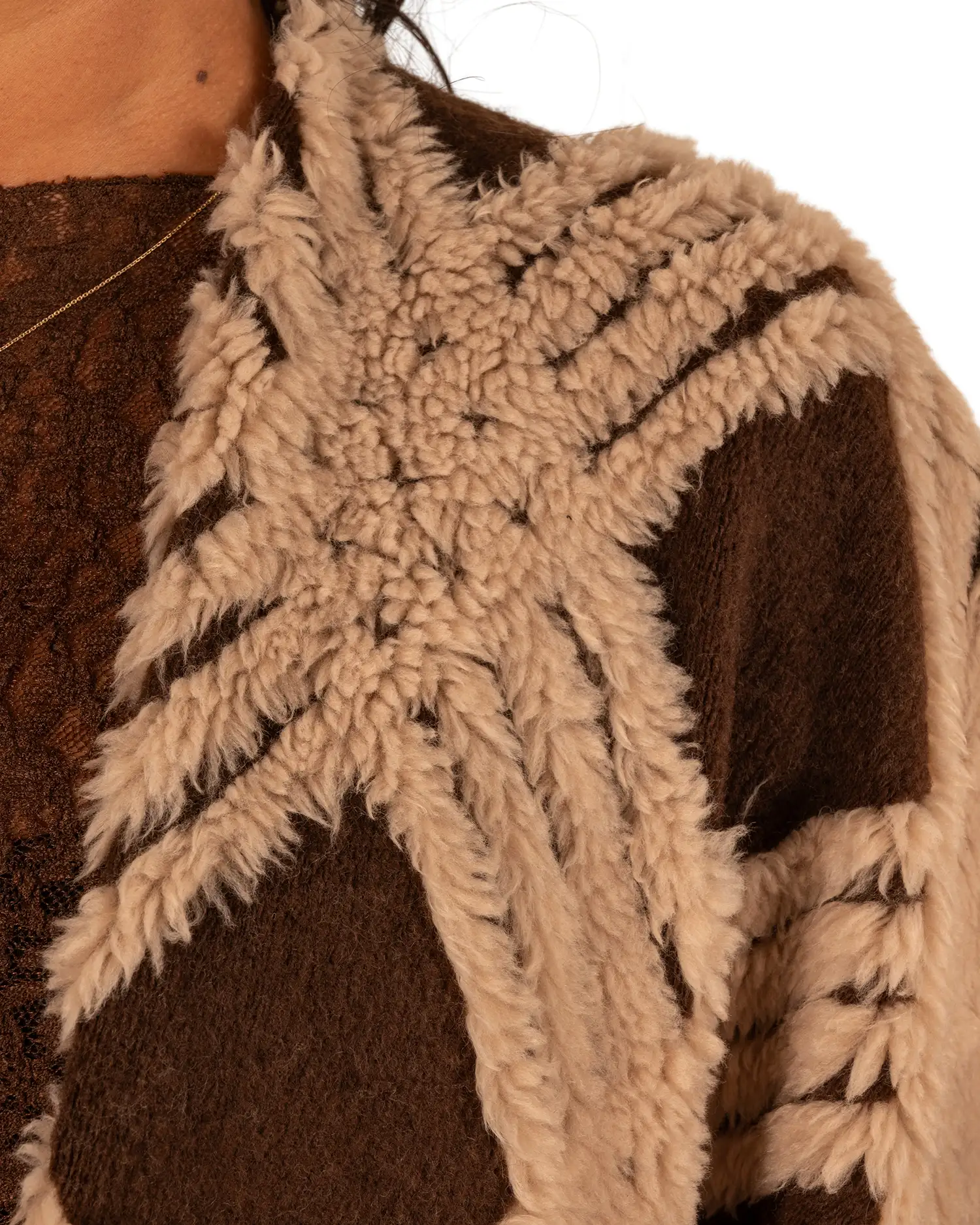 Bruin/beige poncho van Lamiar - Afbeelding 7