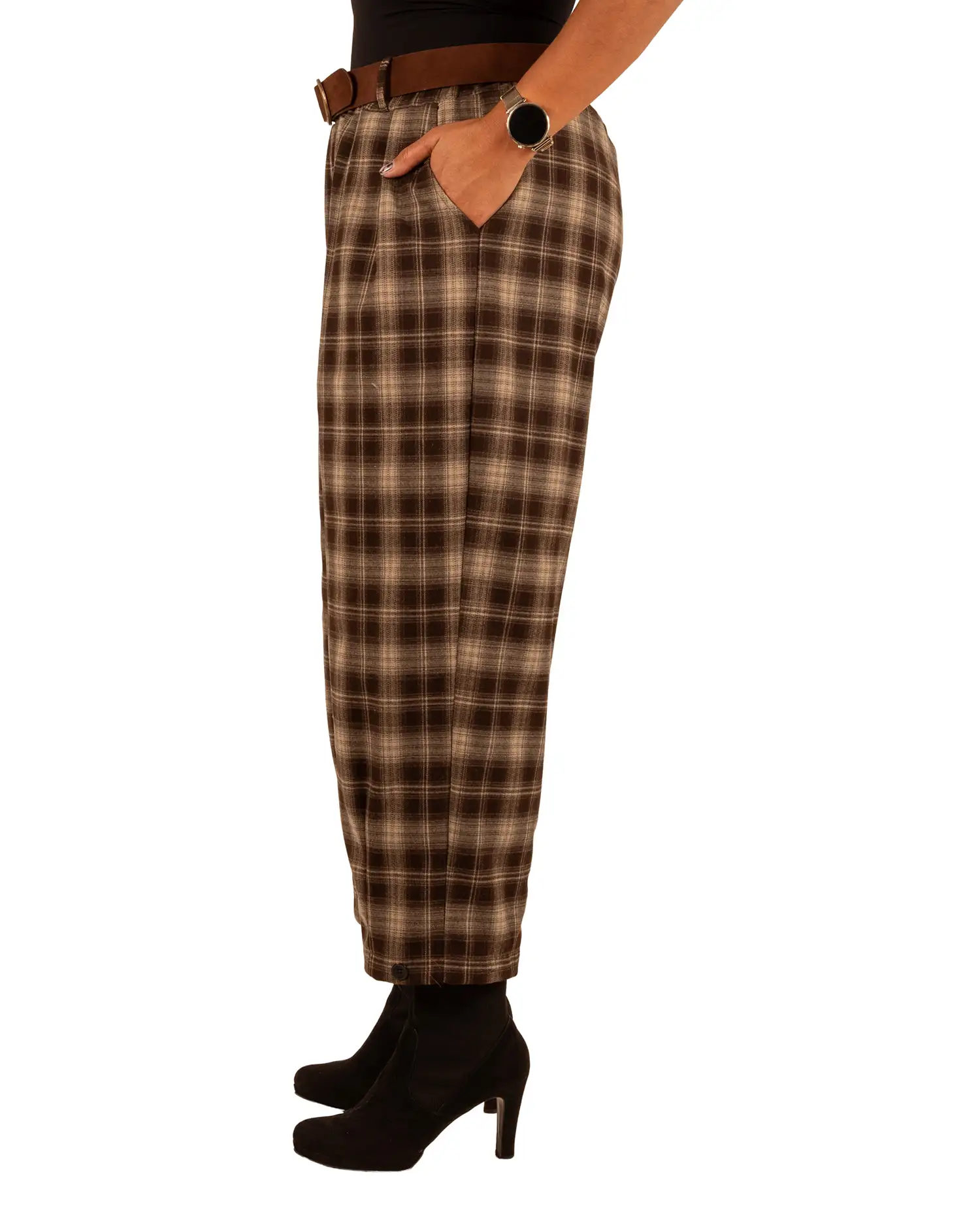 Bruin/beige geruite ballonbroek van Lamiar - Afbeelding 7