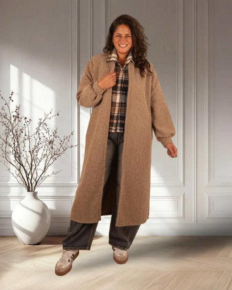 Beige lang vest van El-Vita