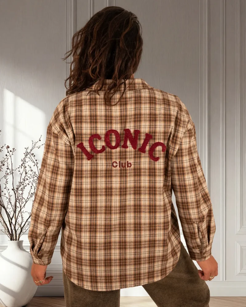 Beige/bruin geruite flanellen blouse "Iconic"van Westeene - Afbeelding 2