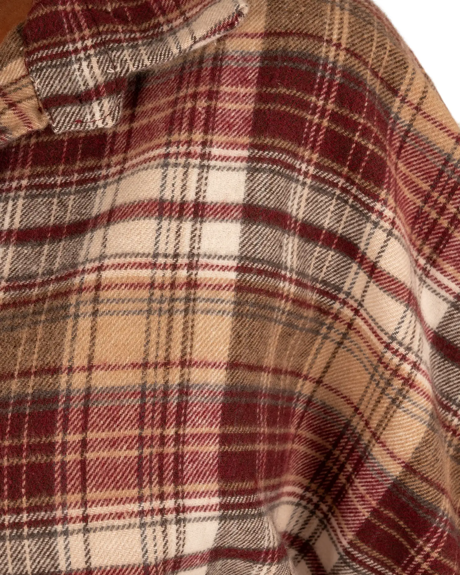 Ecru/bordeaux geruite flanellen oversized blouse van El-Vita - Afbeelding 6