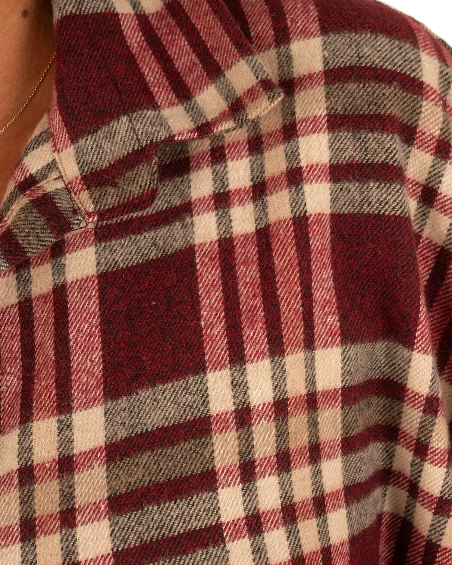 Bordeaux/ecru geruite flanellen oversized blouse van El-Vita - Afbeelding 6