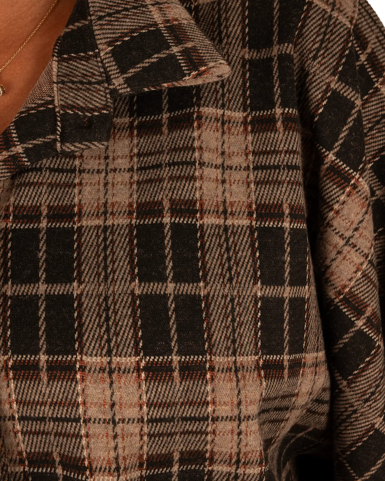 Zwart/bruin geruite flanellen oversized blouse van El-Vita - Afbeelding 6