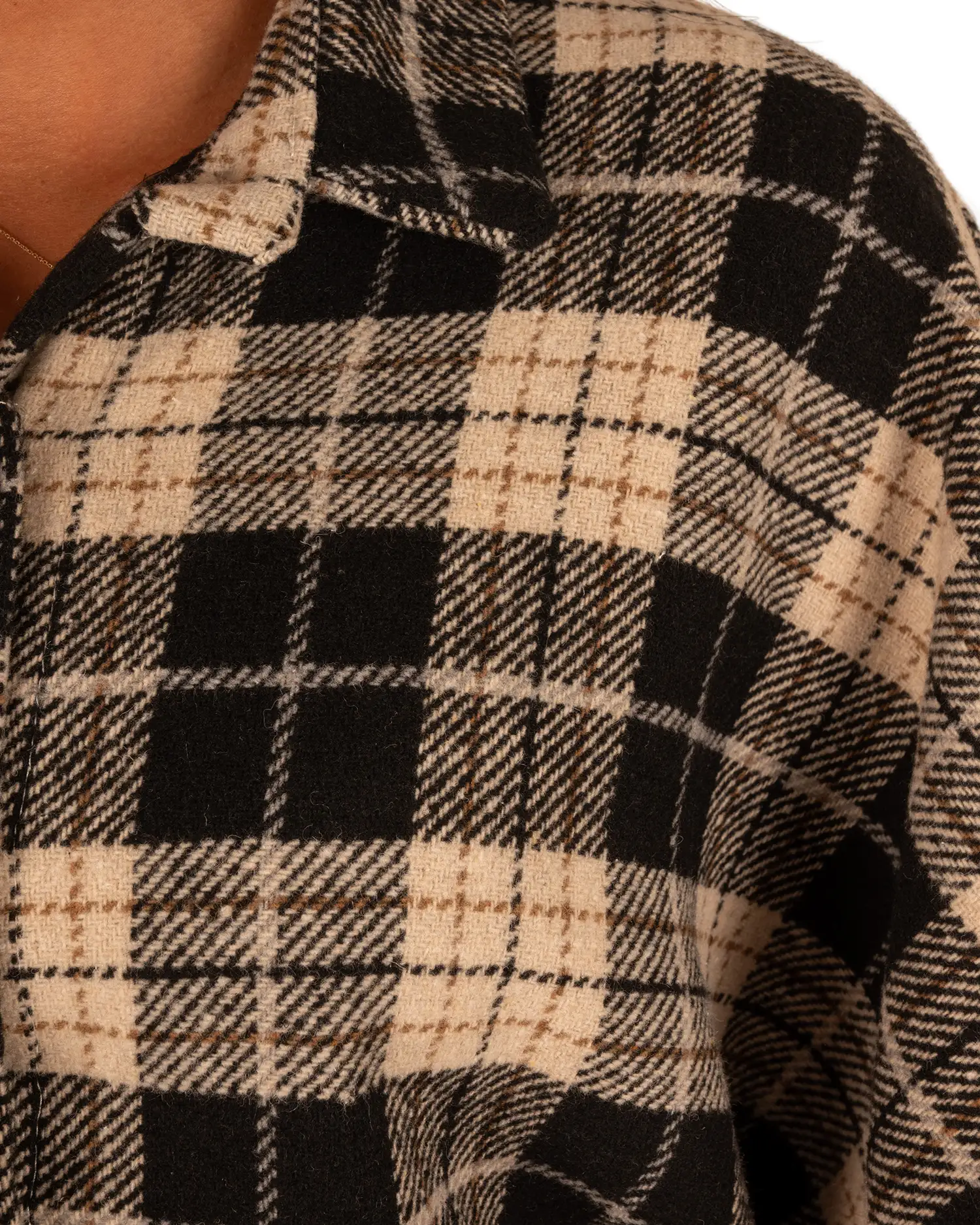 Zwart/ecru geruite flanellen oversized blouse van El-Vita - Afbeelding 6