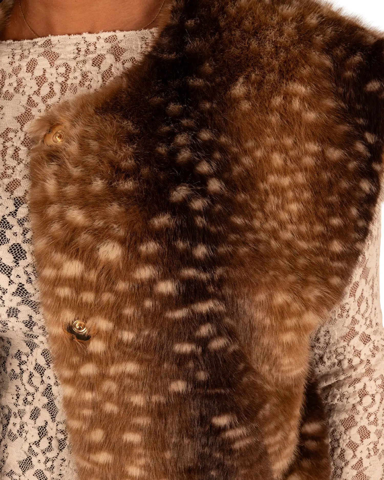 Bruine bambi print faux fur bodywarmer van By Clara - Afbeelding 5
