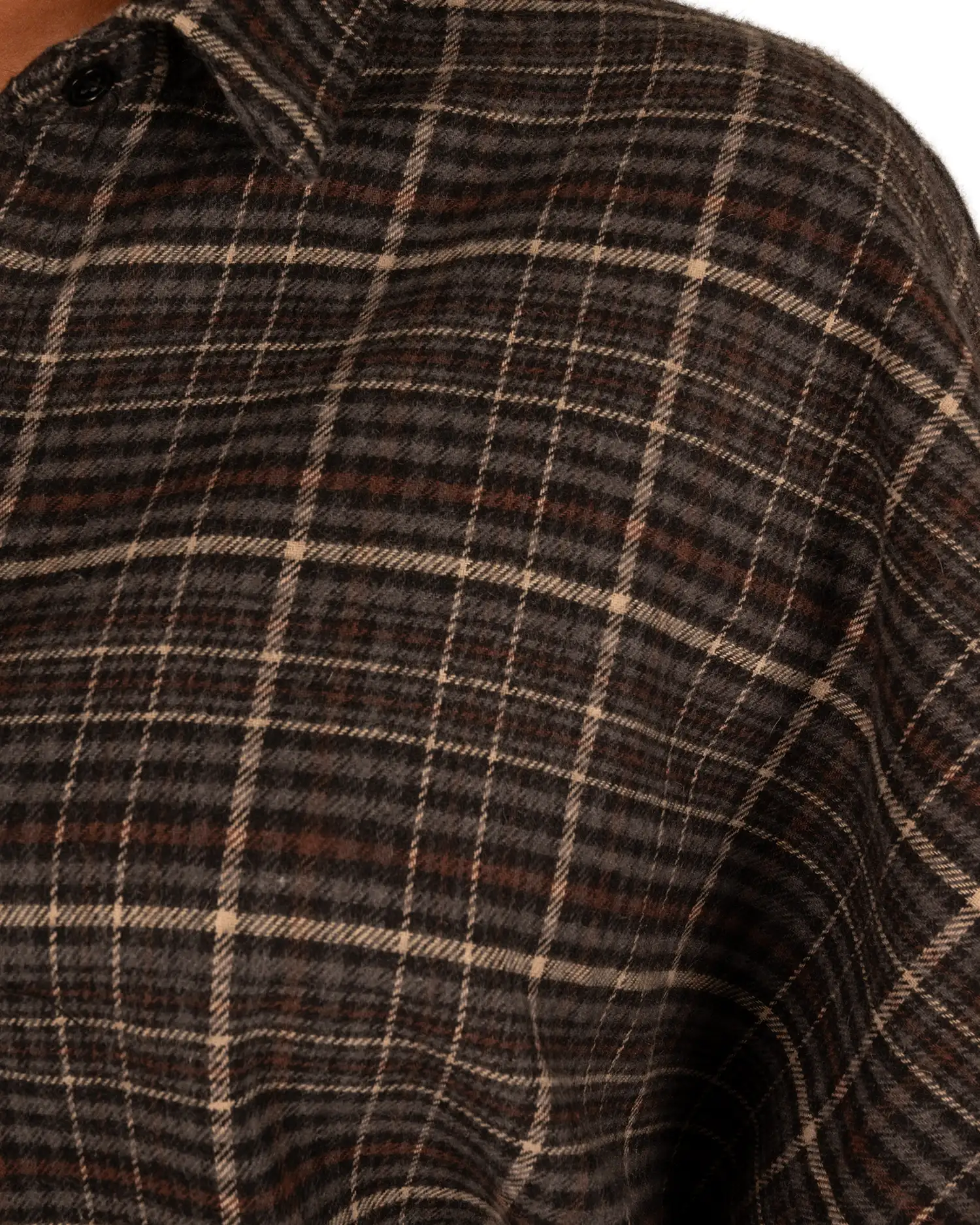 Grijs/zwart/bruin geruite flanellen oversized blouse van El-Vita - Afbeelding 6