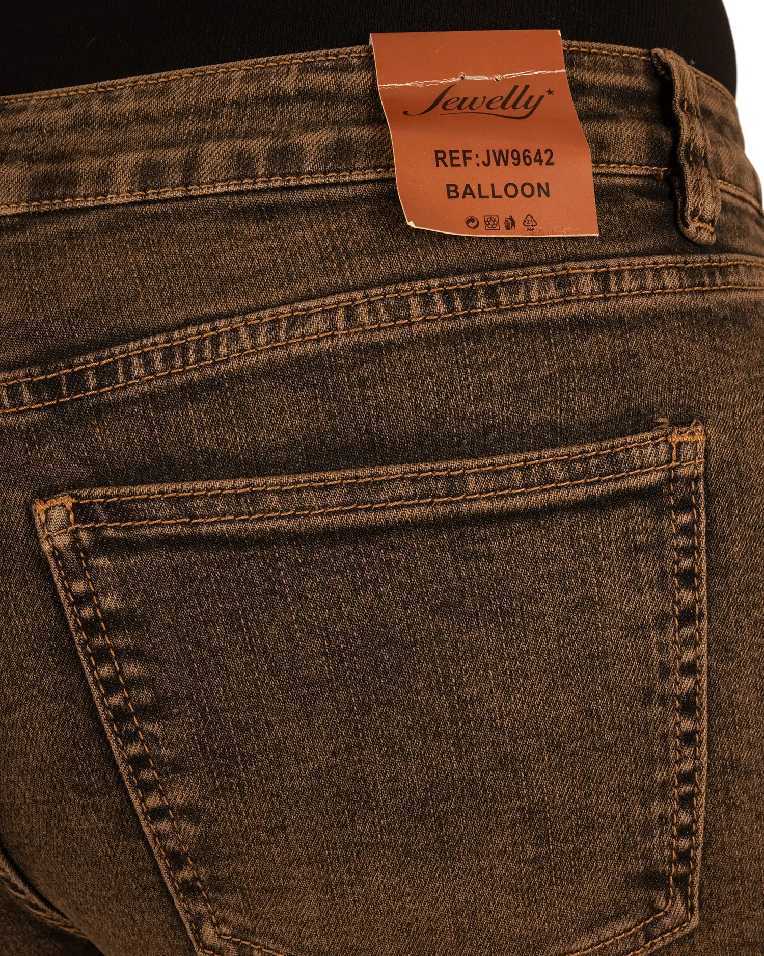 Dirty wash blue balloon jeans van Jewelly - Afbeelding 6