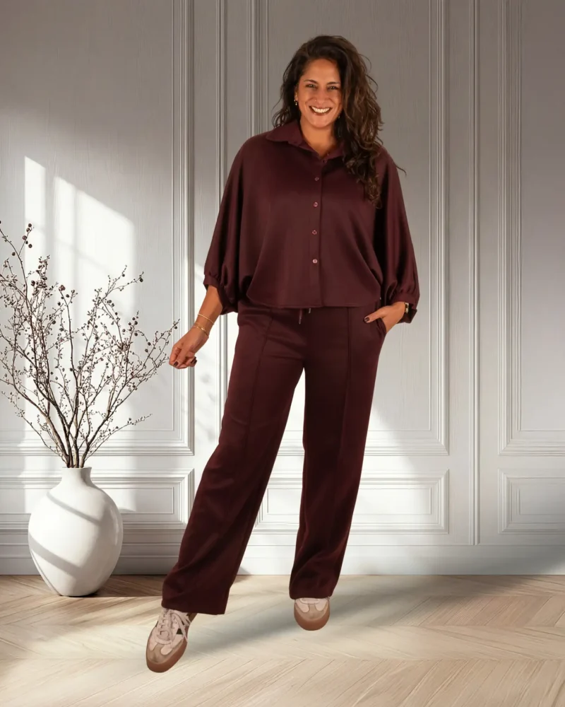 Burgundy stretch broek van BM