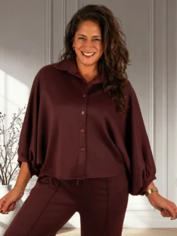 Burgundy oversized stretch blouse van BM