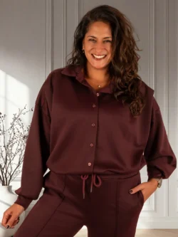 Burgundy stretch ballon bomberjack/blouse van BM