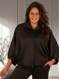 Zwarte oversized stretch blouse van BM