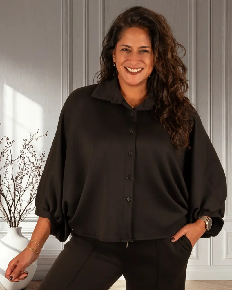 Zwarte oversized stretch blouse van BM