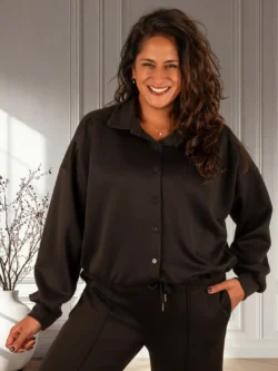 Zwarte stretch ballon bomberjack/blouse van BM