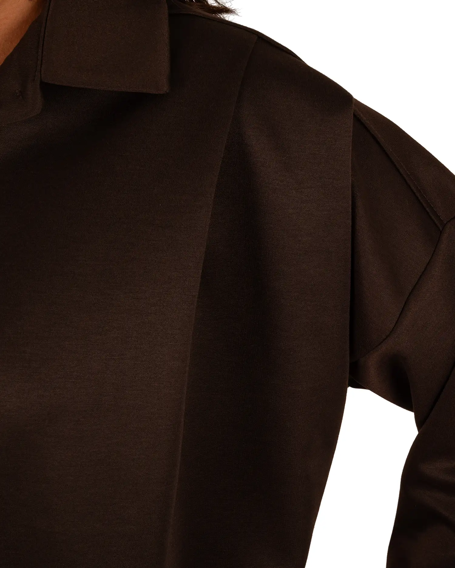 Donkerbruine stretch ballon bomberjack/blouse van BM - Afbeelding 5