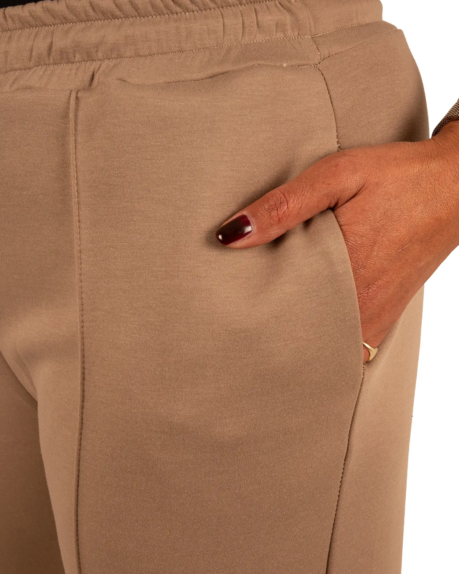 Donkerbeige stretch broek van BM - Afbeelding 5
