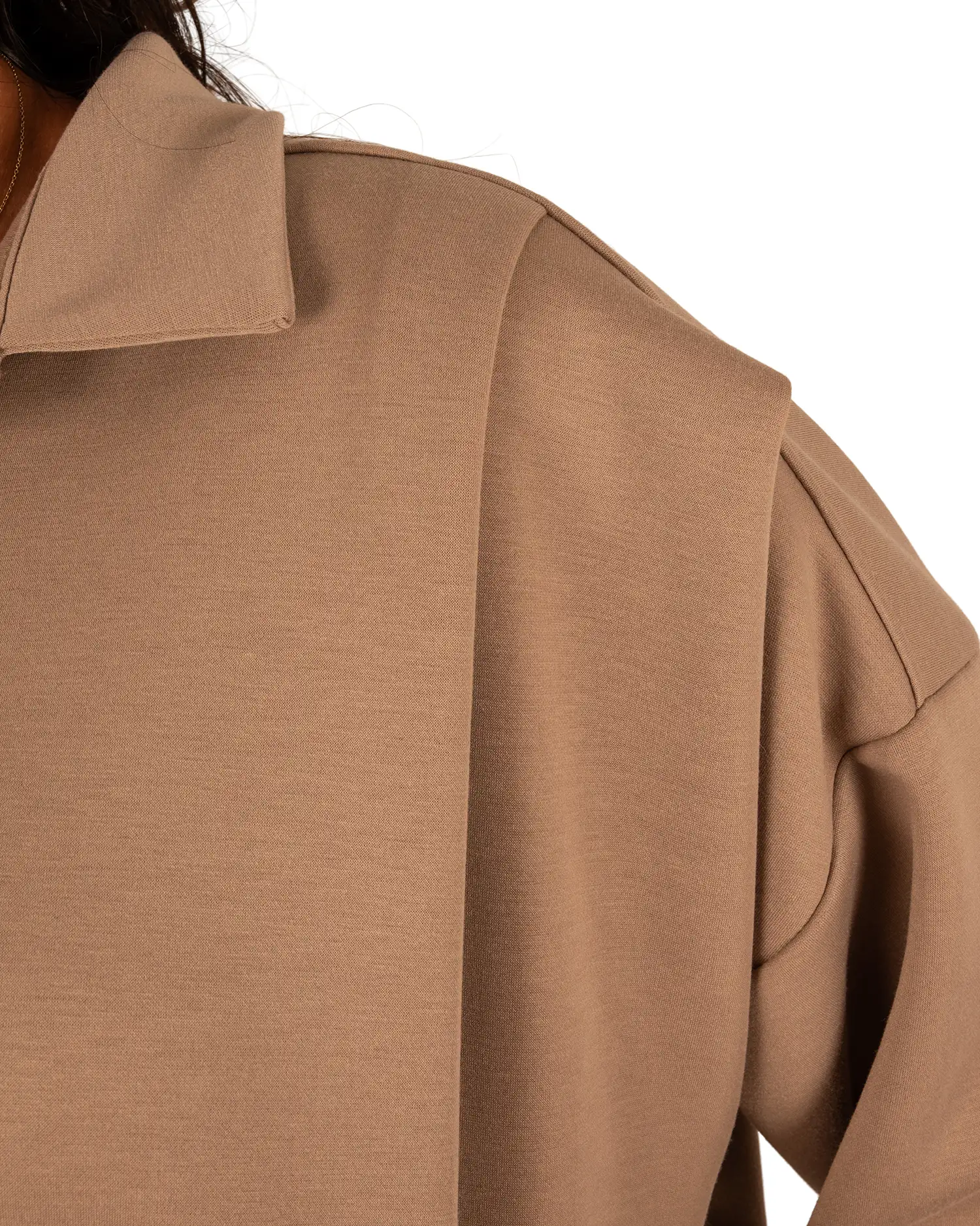 Donkerbeige stretch ballon bomberjack/blouse van BM - Afbeelding 5